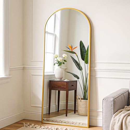 OLIXIS 56"x15.5" Arched Full Length Gold Floor Mirror for Bedroom - color: Gold-arched, size: 56.5"L x 15"W