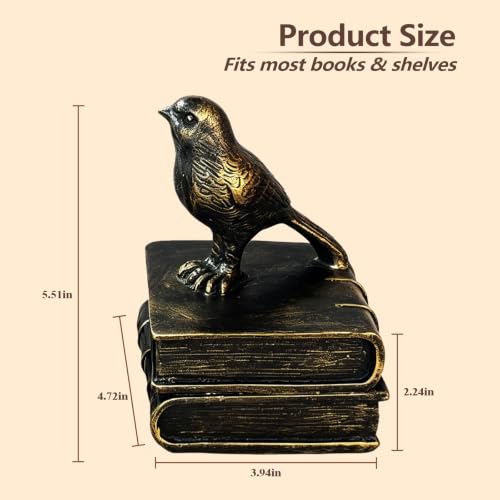 Dosker Bird Decorative Book Ends for Shelves (Retro Bronze)