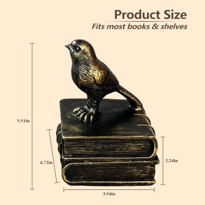 Dosker Bird Decorative Book Ends for Shelves (Retro Bronze)