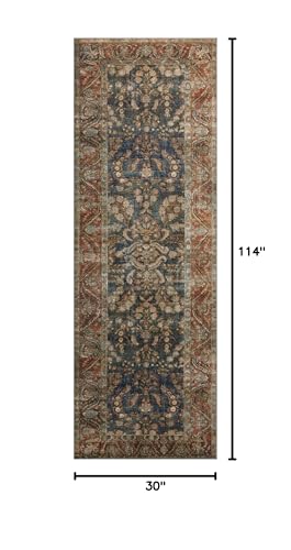 Loloi Chris Loves Julia Jules Ocean/Spice 2'-6" x 9'-6" Runner Rug - color: Ocean / Spice, size: 2'6" x 9'6" (Rectangular)