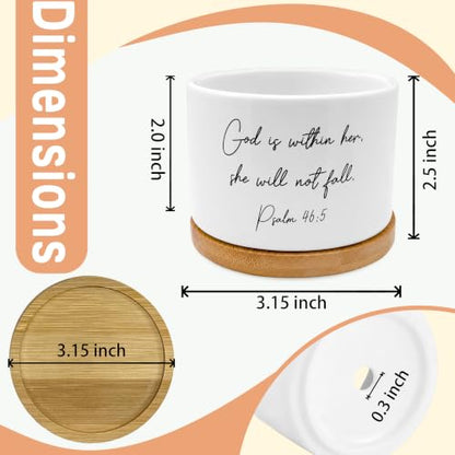 Christian Gifts for Women Plant Pots, God is Within Her She Will Not Fall Bible Verse Ceramic Succulent Flower Planters(No Plants) - color: Psalms C