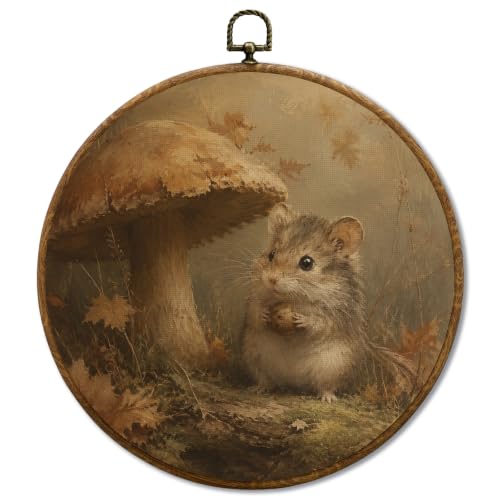 JUIOEIU Rustic Fall Mouse Mushroom Round Wall Decor 999 - color: Mouse