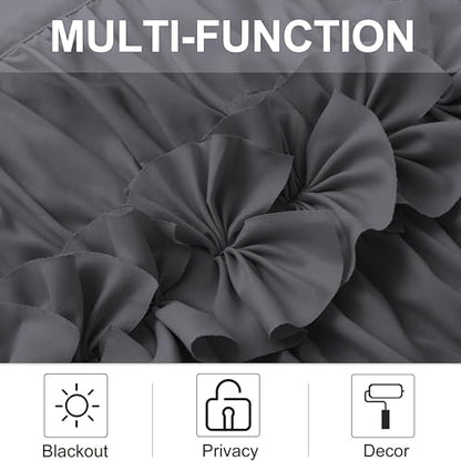 HIG 2 Pack Gray Handcrafted Window Treatment Tiers Curtains, 30"x36" - color: Darkgray, size: 30"W x 36"L (Pack of 2)