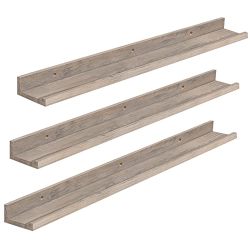 HOOBRO Floating Shelves, Wall Shelf Set of 3, 35.4 Inches Hanging Shelf - color: Greige, size: 35.4 Inches