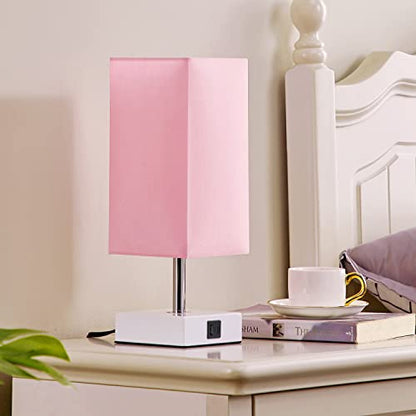 Pink Touch Table Lamp for Bedroom - Dimmable, USB C+A, Girls Bedside Lamp - color: A：pink