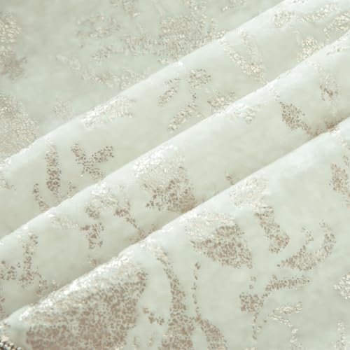 Leeva Scalloped Valance for Window, Floral Foil Print Curtain Topper for Bedroom Living Room, 52" x 18" Rod Pocket Valance, White - color: White