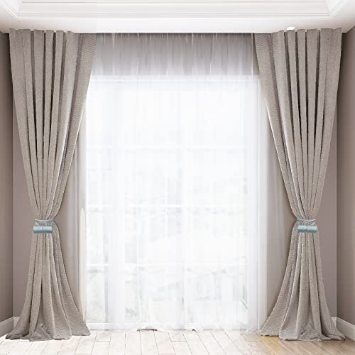 18 Inch Strong Magnetic Curtain Tiebacks, Curtain Holdbacks Modern Upgrade Strong 2021 New Twisted Style Decorative Drapery Rope Tie Backs(2 Pack Grey Blue) - color: Grey Blue