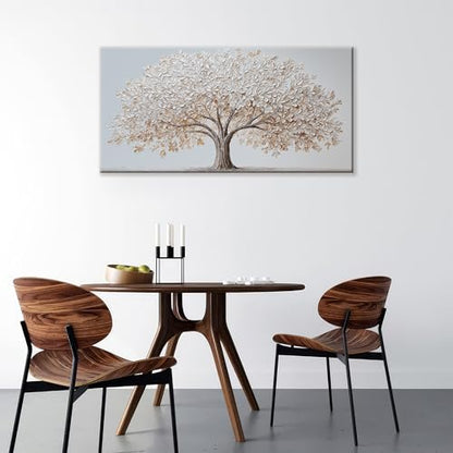White Canvas Wall Art Prints 24"X48" Tree Of Life Wall Art For Bedroom - color: HX9C, size: 48"L x 24"W