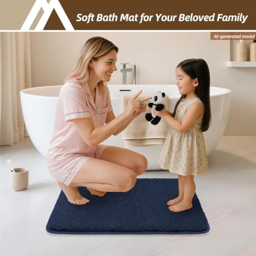 COSY HOMEER Extra Thick Bath Rugs for Bathroom Non Slip Bath Mat 24x36 Navy - color: Navy, size: 2' X 3' (Rectangular)