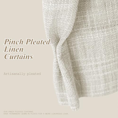 AUSSPVOCT Pinch Pleated Extra Wide Curtains for Living Room 90 Inch Long - color: Beige White, size: 60"W x 90"L (Pack of 1)