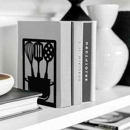 Peacoblue 4.7"x3.5"x7" Metal Bookends, Heavy Duty Book Ends for Shelves - color: Kitchenware