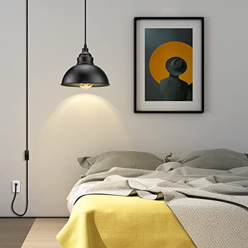 Plug in Pendant Light, 15FT Hanging Lights with Plug in Cord - color: Black