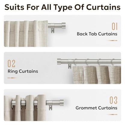 Zeerobee 1 Inch Modern Curtain Rod, Brushed Nickel, 32"-86" - color: Brushed Nickel, size: 32"-86"
