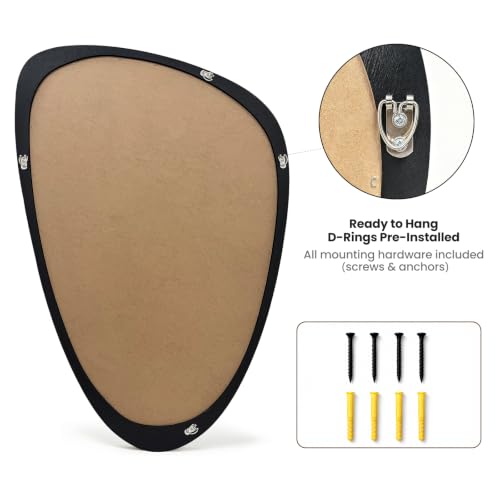 Solid Wood Asymmetrical Irregular Framed Wall Mirror, 20"x30" - color: Black, size: 30"L x 20"W
