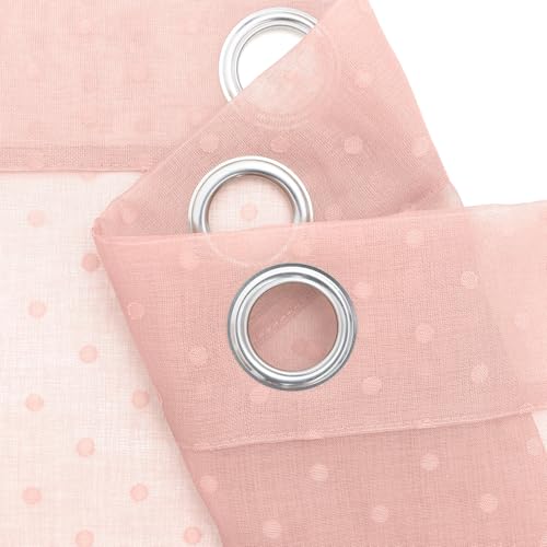 Light Pink Sheer Curtains for Girls Room 84 Inch 2 Panels Set Polka Dots - color: Pink, size: 52"W x 84"L (Pack of 2)