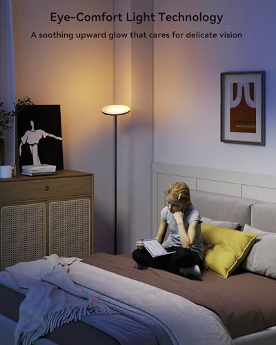 JOOFO LED Torchiere Floor Lamp with Remote, Stepless Dimmable Standing Lamp