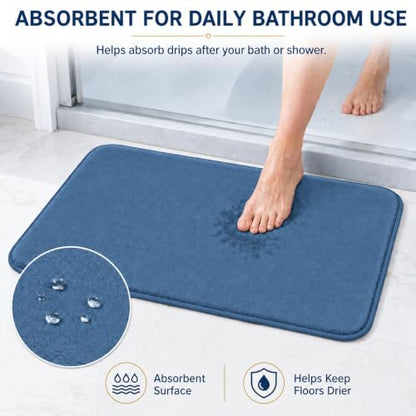 RUN HELIX Bathroom Rugs Sets 3 Piece, Soft Absorbent Memory Foam Bath Mats Set, Dry Fast Bath Mat, Machine Washable Bath Rug Set for Bathroom （Misty Blue） - color: Misty Blue