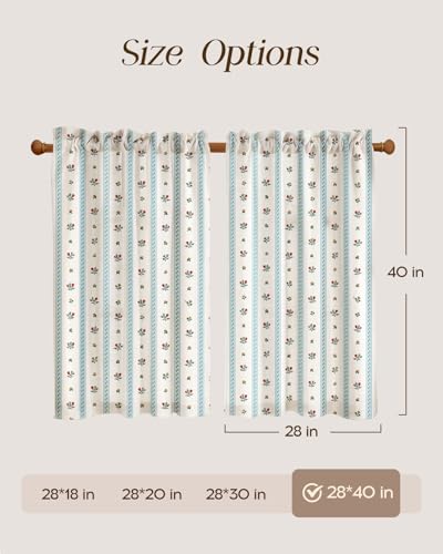 Miss Adola 40 Inch Length Kitchen Tier Curtains, Blue Striped - color: Blue Striped, size: 28"W x 40"L (Pack of 2)