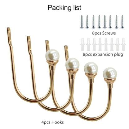 COCIVIVRE 4 Pack Curtain Holdbacks Wall Mounted Curtain Tiebacks Hooks - color: Gold, size: 4 Pack