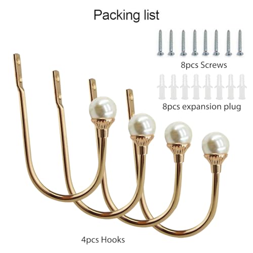 COCIVIVRE 4 Pack Curtain Holdbacks Wall Mounted Curtain Tiebacks Hooks - color: Golden, size: 4 Pack