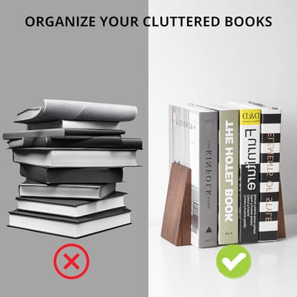 Muso Wood Handmade Walnut Book Ends for Shelves - color: Walnut Wood