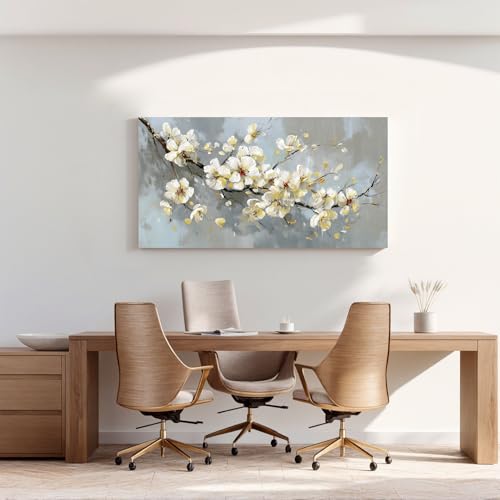 YISXINOAG Beige Flower Floral Wall Art Modern Painting Canvas Print 20"X40" - color: grey beige, size: 40"L x 20"W