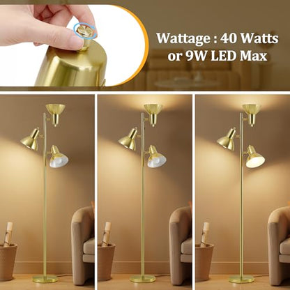 3 Light Floor Lamps for Living Room, 67" Tall Metal Modern Tree Floor Lamp - color: Gold