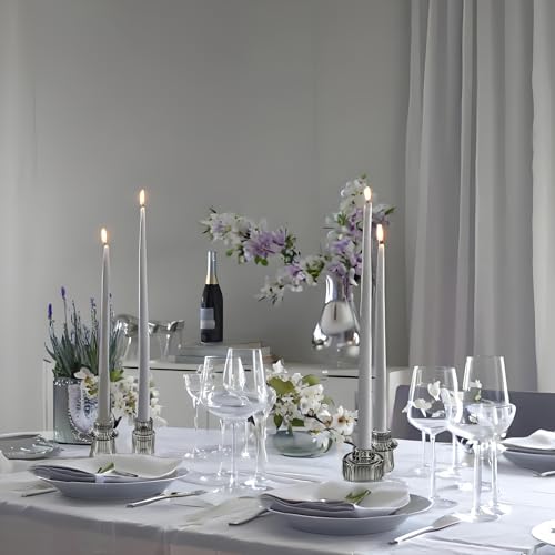 Glass Candlestick Holders, Taper Candle Holders, Set of 6, Gray - color: Gray, size: 6 PCS