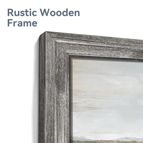 summer melody Landscape Framed Wall Art Rustic Wood Decor 24x16 Inch - color: Brown, size: 24"L x 16"W