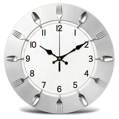 Tableware Wall Clock Silent Non-Ticking 12" for Living Room Decor - color: Dining Tableware