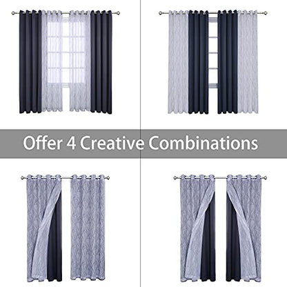 BONZER 4 Panels Set Mix and Match Curtains for Bedroom Living Room - color: Grey Dark, size: 54"W x 63"L (Pack of 4)
