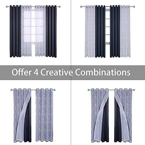 BONZER 침실 거실용 패널 4개 세트 믹스 앤 매치 커튼 - color: 그레이 다크, size: 54"W x 95"L (Pack of 4)