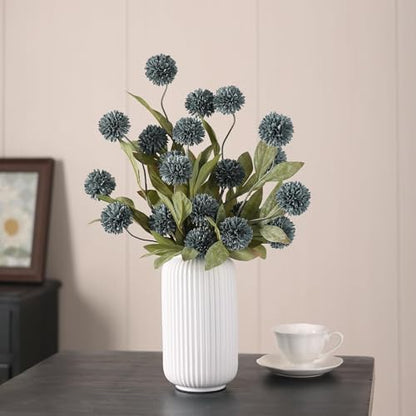 6 Pcs 27"Artificial Pompon Mum Silk Flower Stems for Vase (Dark Blue) - color: Dark Blue