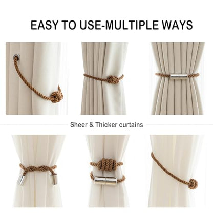 Curtain Tiebacks Magnetic Decorative Rope Tie Backs Holdbacks Contoeey - color: Khaki