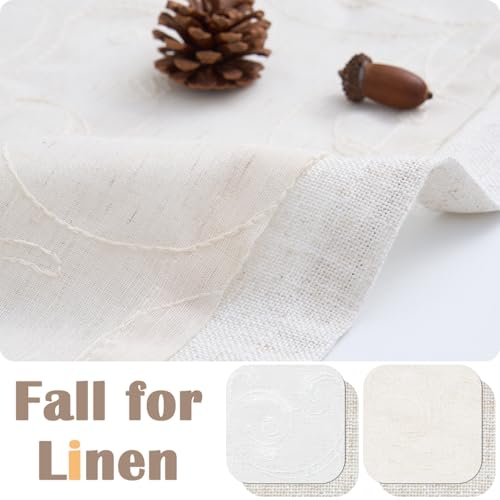 jinchan Kitchen Valance Curtain Double Layers, 1 Panel, Crude - color: Scroll Floral | Crude, size: 50"W x 16"L (Pack of 1)