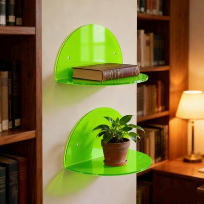 ROYALITA 2-Pack Small Acrylic Shelves Room Decor Floating Shelves, Green - color: Green