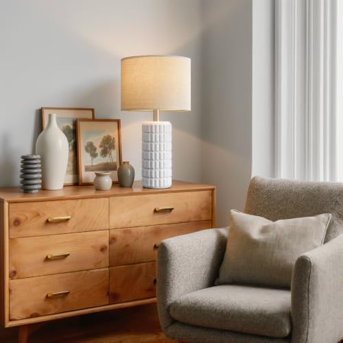 Seealle 23" Ceramic Table Lamps Set of 2, Lamps for Bedroom, Light White - color: Light White
