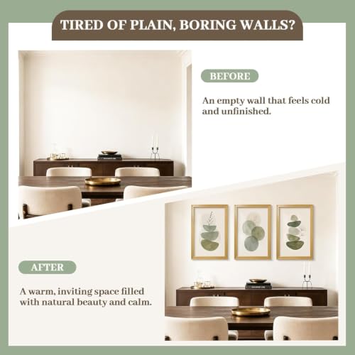 Framed Abstract Wall Art Set of 3, Sage Green Botanical Prints 12x16 Inch - color: Sage Green, size: 16" H x 12" W x 3Pcs