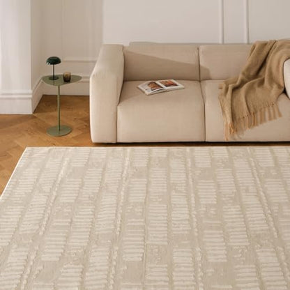 Revival Rugs Shell 4'x6' Area Rugs - Washable, Medium Pile, Beige, Cream - color: Beige/Cream, size: 3'11" x 6'1" (Rectangular)