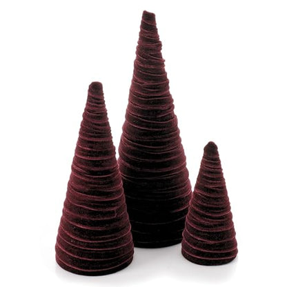 Your Heart's Content Wine Velvet Trees Set of 3 (Wine) - color: Wine