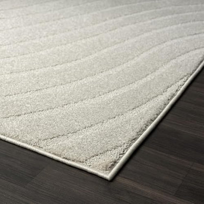 LUXE WEAVERS Modern Geometric Wave Gray 2x8 Area Rug - color: Grey, size: 2' x 8' (Runner)