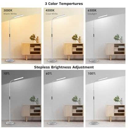 Dimunt LED Floor Lamp, Stepless Adjustable 3000K-6000K Colors, Silver - color: Silver