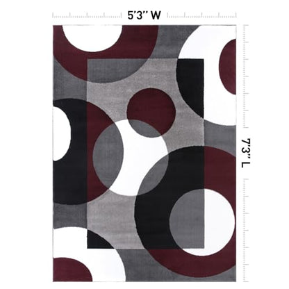Rugshop Circle Design Contemporary Geometric Area Rug Burgundy 5'3" x 7'3" - size: 5'3" x 7'3" (Rectangular)