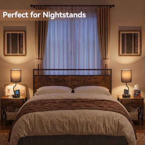 Fenmzee Bedside Lamps for Bedroom Set - 18" Black Table Lamp for Nightstand - color: Black