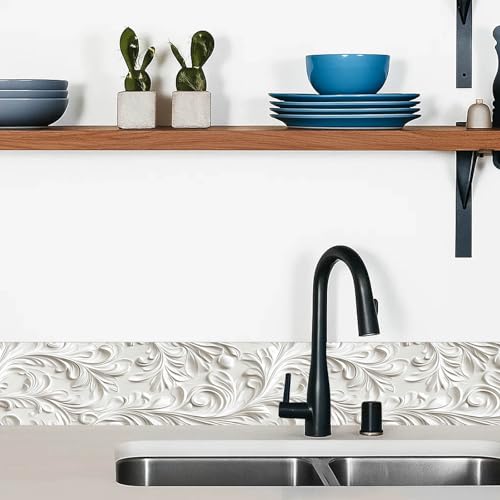 IVN Wallpaper Border Peel and Stick Wall Classic White Carving 4x196 Inch - color: Classic White Carving