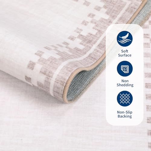 GarveeHome Living Room Rug 4x6 Washable Cross Bordered Soft Throw Carpet - color: Light Beige/Seashell, size: 4' x 6' (Rectangular)