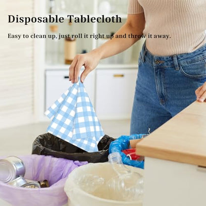 Mulbozy 2 Pcs Blue Gingham Tablecloth 54×108in, Blue Checkered Table Cloth - color: Checkered-light Blue, size: 54" X 108" Rectangle