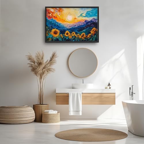 Trulave Large Starry Night Sunflowers Wall Art for Living Room 36''x24'' - color: Starry Night Sunflowers, size: 36"L x 24"W