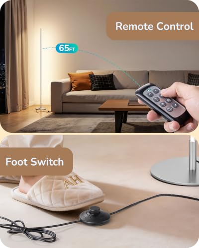 EDISHINE 2 Pack 57.5” Corner Lamp with Remote, Stepless Dimmable & 7 CCT - color: Silver