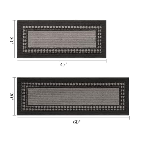 hicorfe Kitchen Runner Rugs,Set of 2 Non Slip Kitchen Mats for Floor - color: Grey, size: 20"x59"+20"x48"